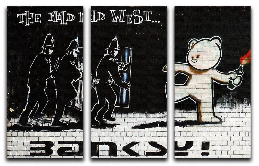 Banksy Mild Mild West 3 Split Panel Canvas Print - Canvas Art Rocks