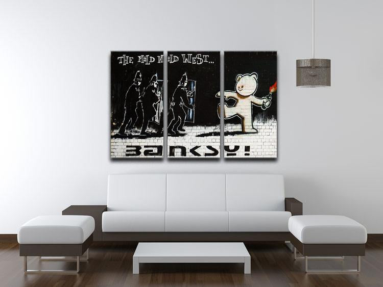 Banksy Mild Mild West 3 Split Panel Canvas Print - Canvas Art Rocks