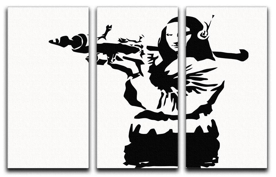 Banksy Mona Lisa Rocket Launcher 3 Split Panel Canvas Print - Canvas Art Rocks
