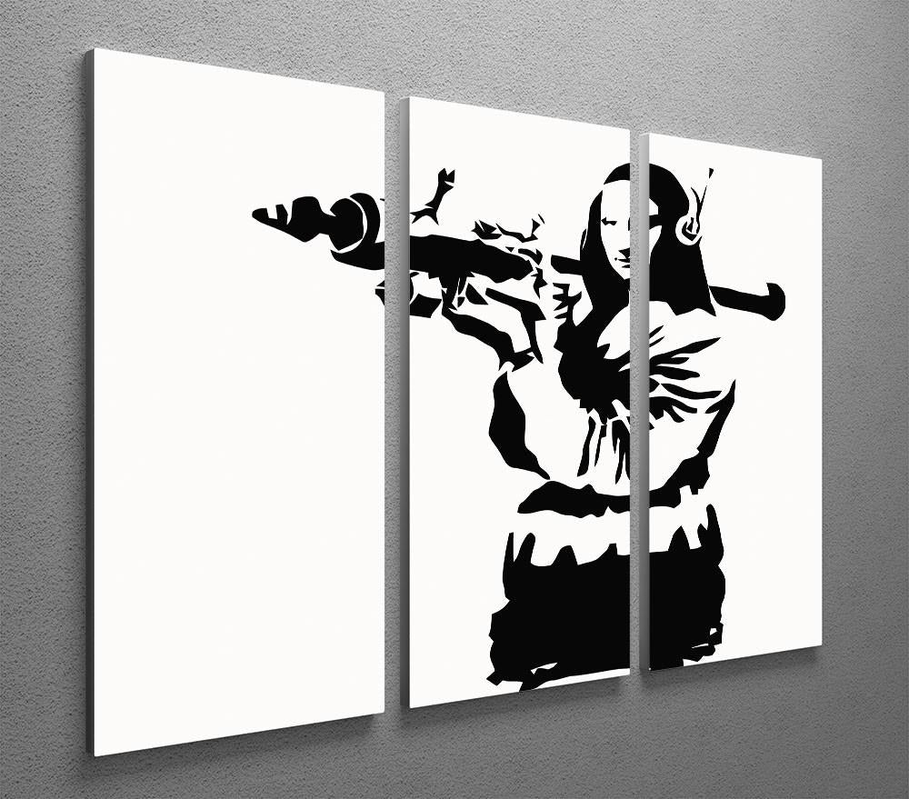 Banksy Mona Lisa Rocket Launcher 3 Split Panel Canvas Print - Canvas Art Rocks