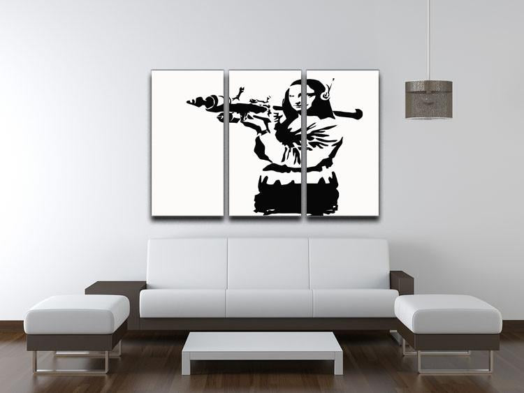 Banksy Mona Lisa Rocket Launcher 3 Split Panel Canvas Print - Canvas Art Rocks