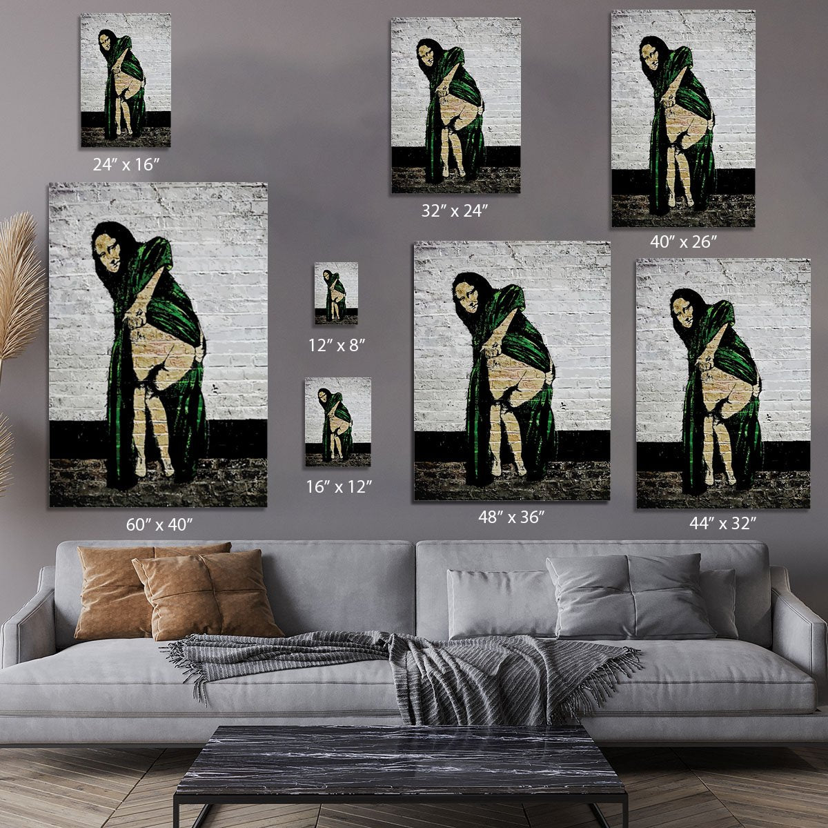 Banksy Mona Lisa Showing Her Backside Canvas Print or Poster