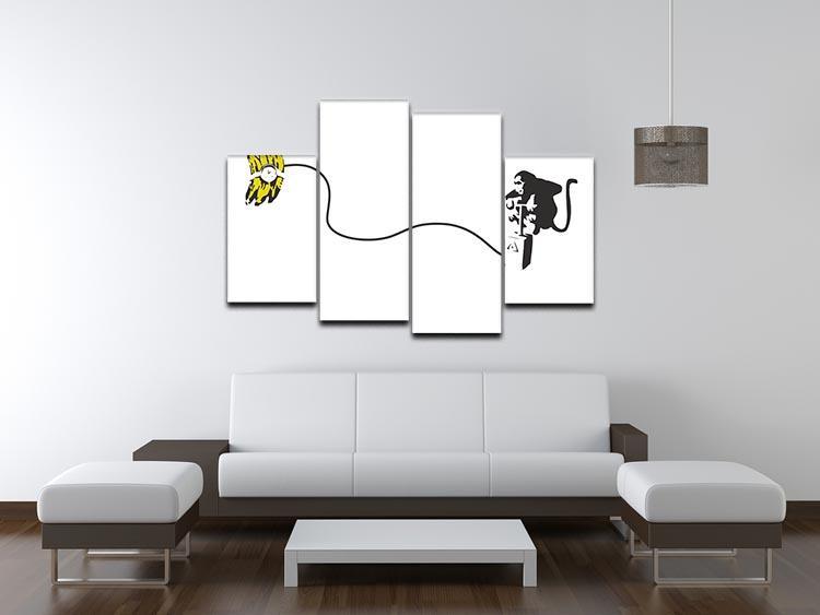 Banksy Monkey Banana Bomb 4 Split Panel Canvas - Canvas Art Rocks - 3