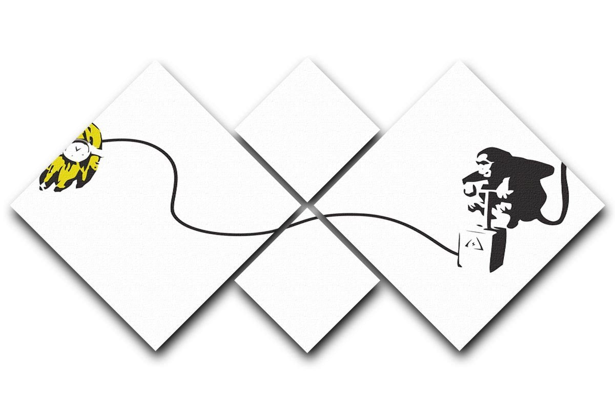 Banksy Monkey Banana Bomb 4 Square Multi Panel Canvas  - Canvas Art Rocks - 1