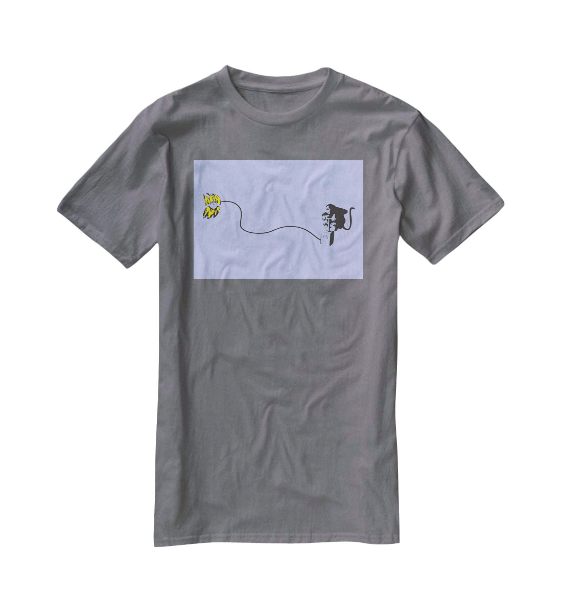 Banksy Monkey Banana Bomb Blue T-Shirt - Canvas Art Rocks - 3
