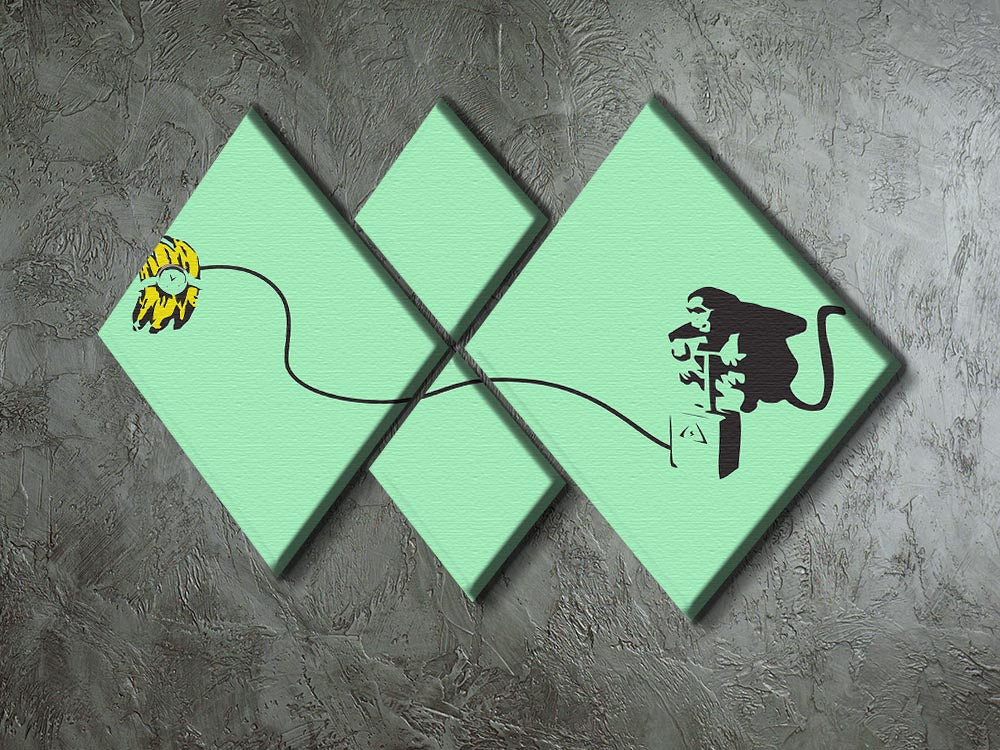 Banksy Monkey Banana Bomb Green 4 Square Multi Panel Canvas - Canvas Art Rocks - 2