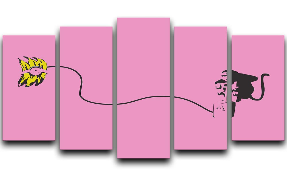 Banksy Monkey Banana Bomb Pink 5 Split Panel Canvas - Canvas Art Rocks - 1