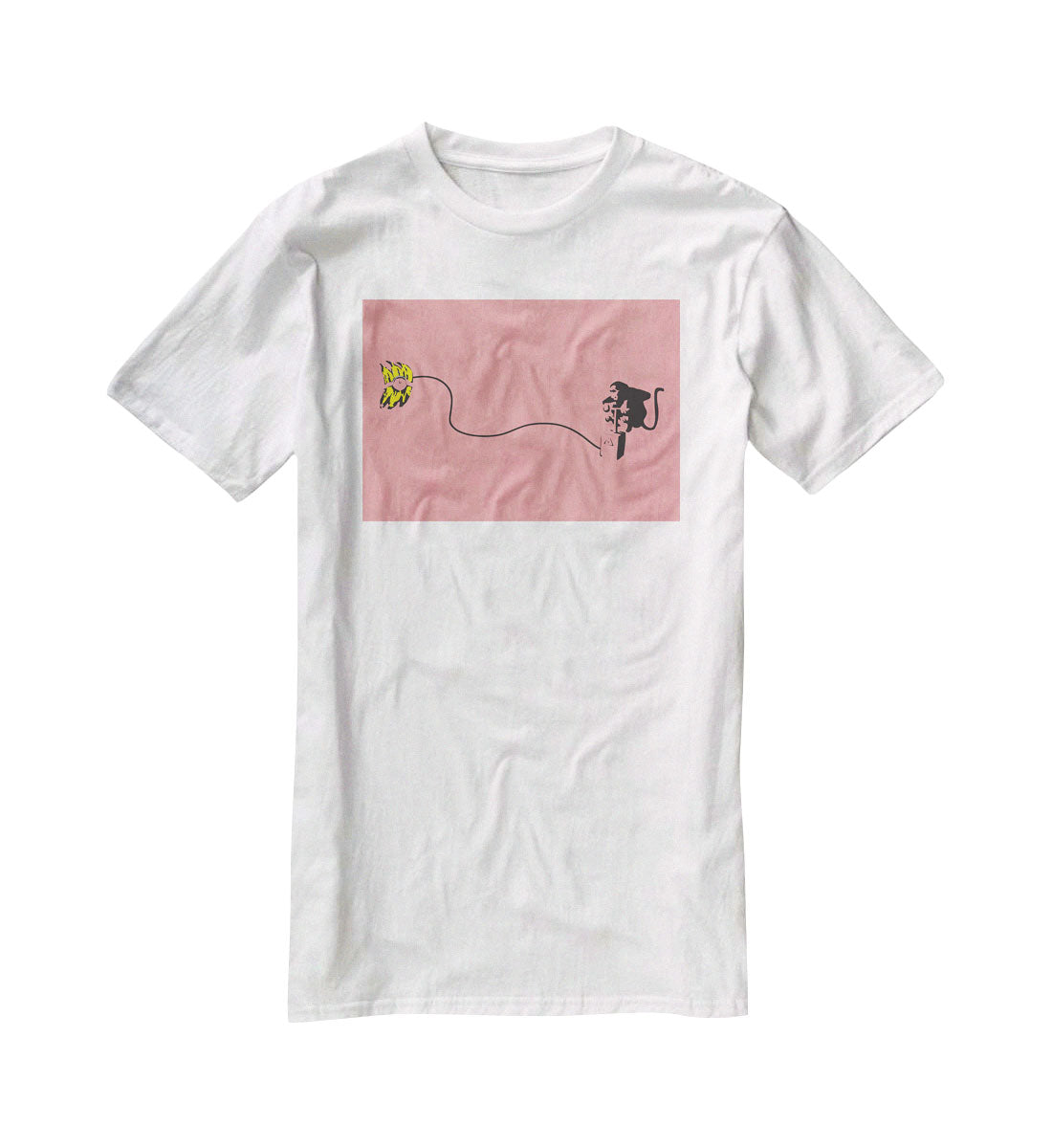 Banksy Monkey Banana Bomb Red T-Shirt - Canvas Art Rocks - 5