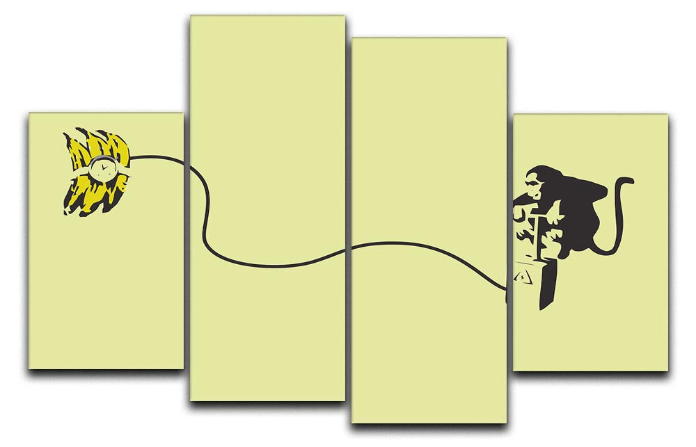 Banksy Monkey Banana Bomb Yellow 4 Split Panel Canvas - Canvas Art Rocks - 1