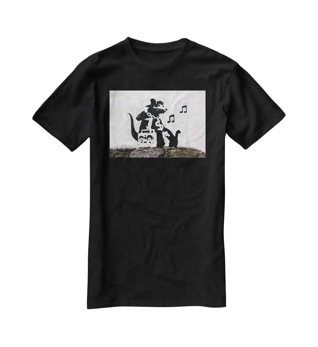 Banksy Music Rat T-Shirt - Canvas Art Rocks - 1