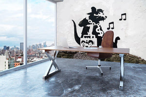 Banksy Music Rat Wall Mural Wallpaper - Canvas Art Rocks - 3