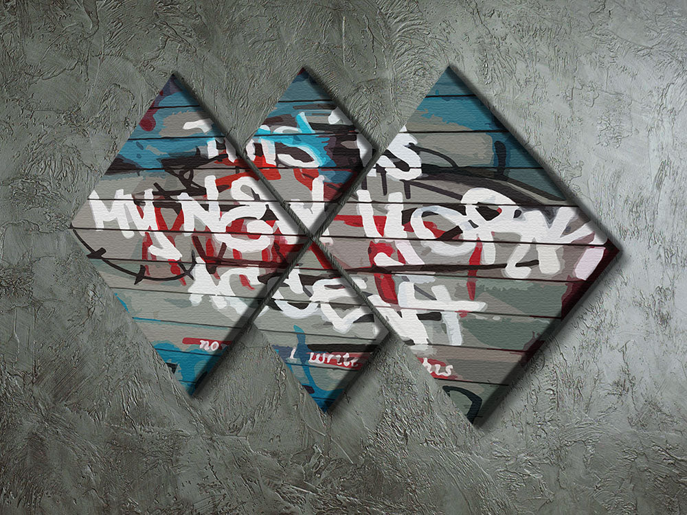 Banksy New York Accent 4 Square Multi Panel Canvas - Canvas Art Rocks - 2