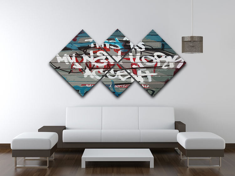 Banksy New York Accent 4 Square Multi Panel Canvas - Canvas Art Rocks - 3