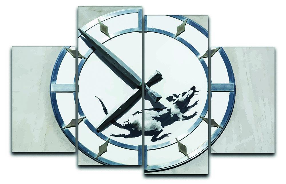 Banksy New York Clock Rat 4 Split Panel Canvas  - Canvas Art Rocks - 1