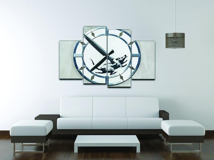 Banksy New York Clock Rat 4 Split Panel Canvas - Canvas Art Rocks - 3