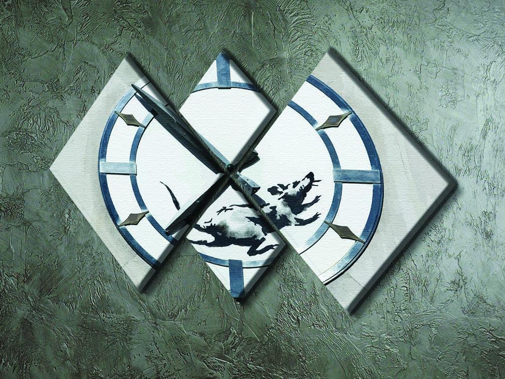Banksy New York Clock Rat 4 Square Multi Panel Canvas - Canvas Art Rocks - 2