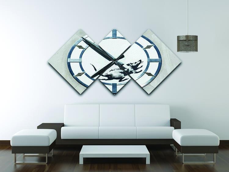 Banksy New York Clock Rat 4 Square Multi Panel Canvas - Canvas Art Rocks - 3