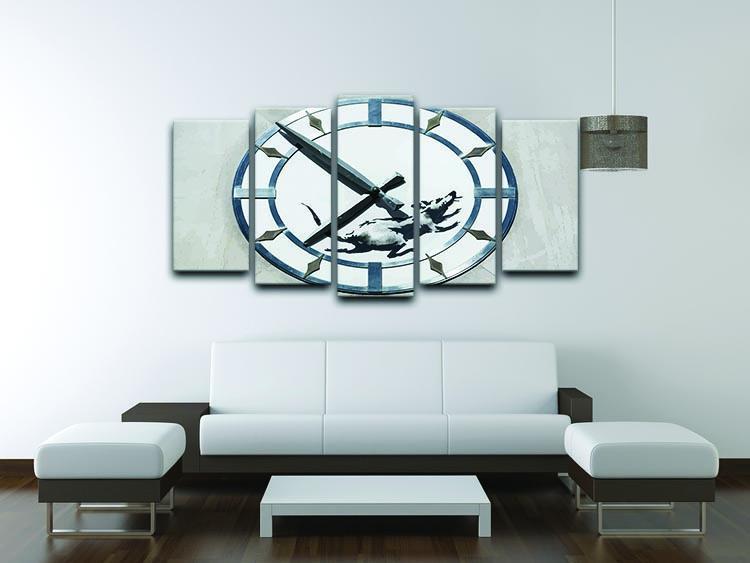 Banksy New York Clock Rat 5 Split Panel Canvas - Canvas Art Rocks - 3