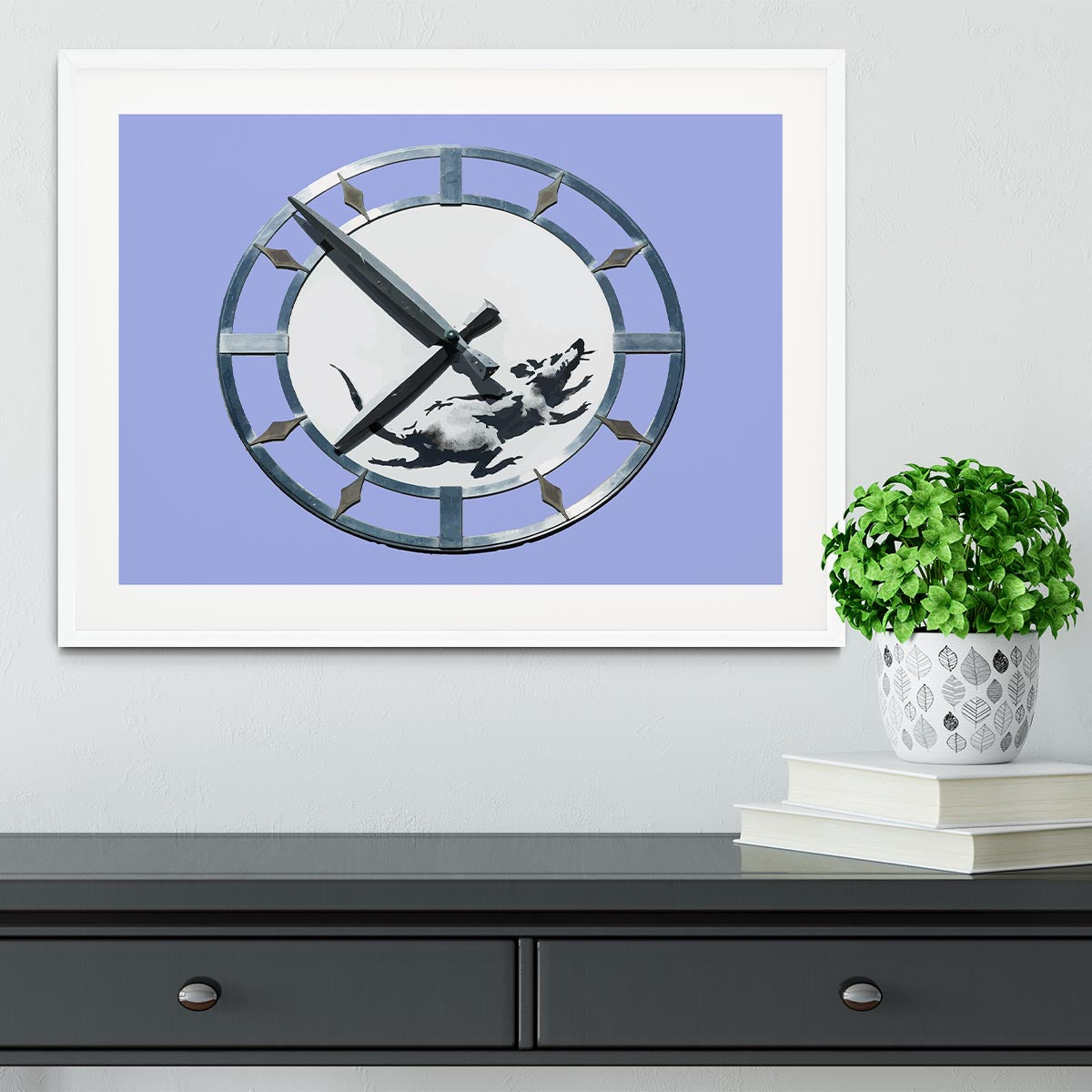 Banksy New York Clock Rat Blue Framed Print - Canvas Art Rocks - 5