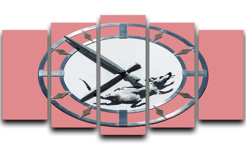 Banksy New York Clock Rat Red 5 Split Panel Canvas - Canvas Art Rocks - 1