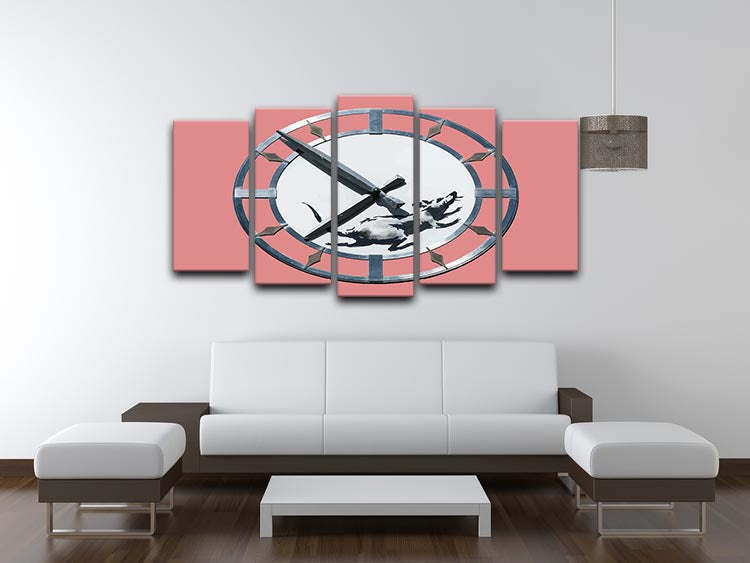 Banksy New York Clock Rat Red 5 Split Panel Canvas - Canvas Art Rocks - 3
