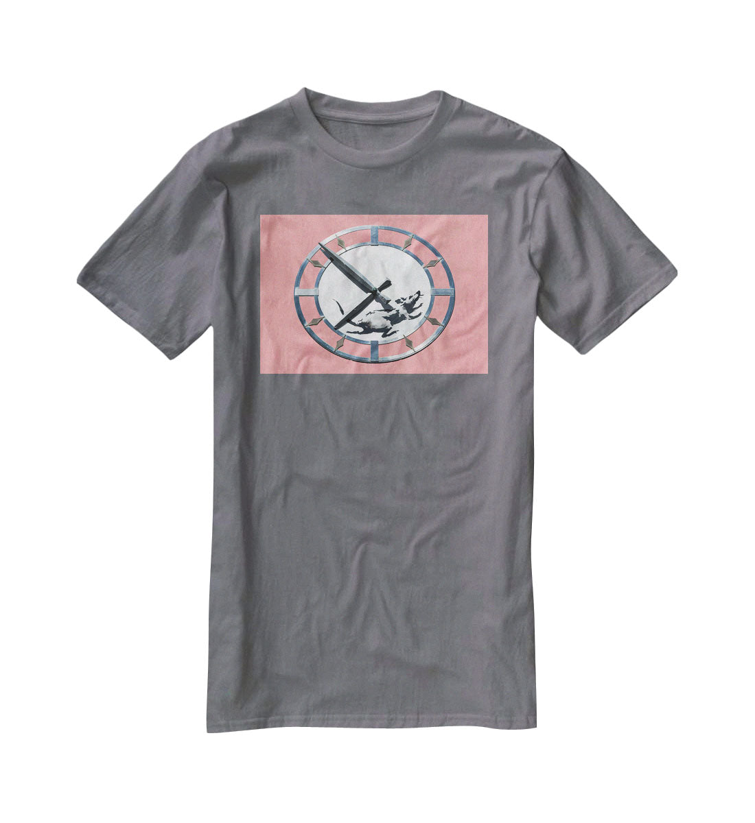 Banksy New York Clock Rat Red T-Shirt - Canvas Art Rocks - 3