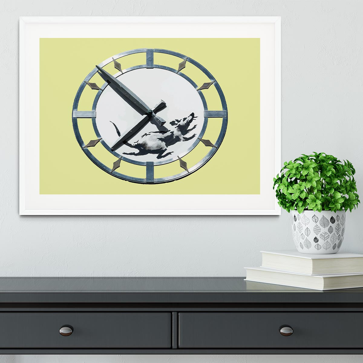 Banksy New York Clock Rat Yellow Framed Print - Canvas Art Rocks - 5