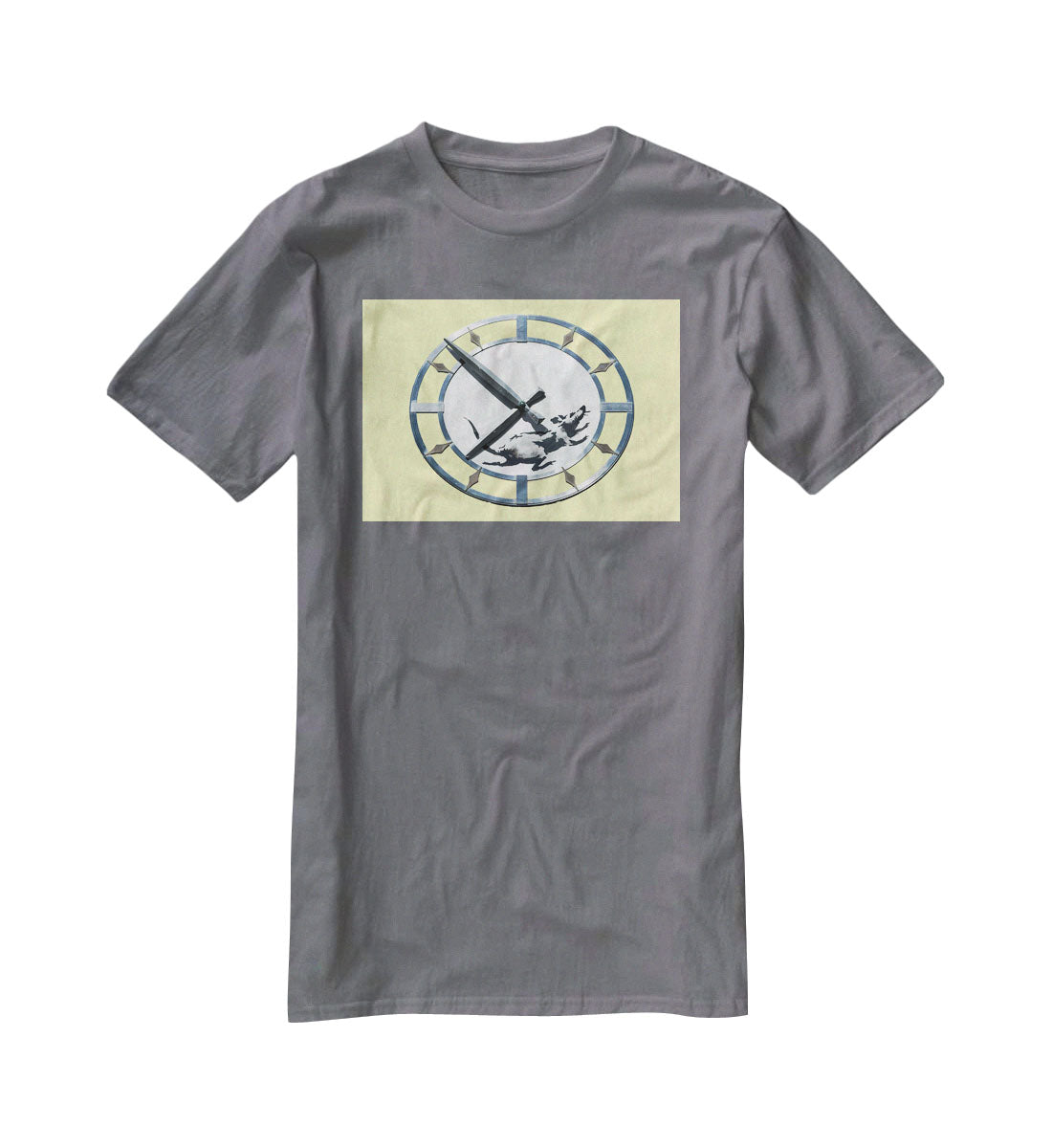 Banksy New York Clock Rat Yellow T-Shirt - Canvas Art Rocks - 3