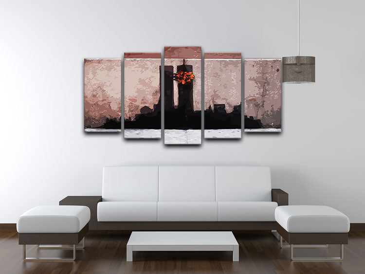 Banksy New York Twin Towers 5 Split Panel Canvas - Canvas Art Rocks - 3