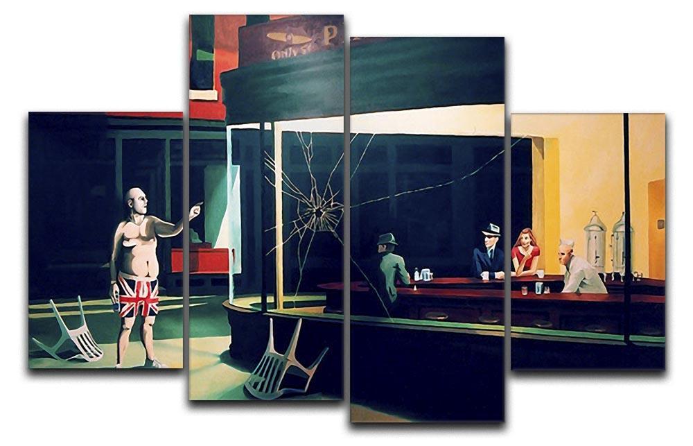 Banksy Nighthawks 4 Split Panel Canvas  - Canvas Art Rocks - 1
