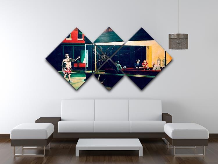 Banksy Nighthawks 4 Square Multi Panel Canvas - Canvas Art Rocks - 3