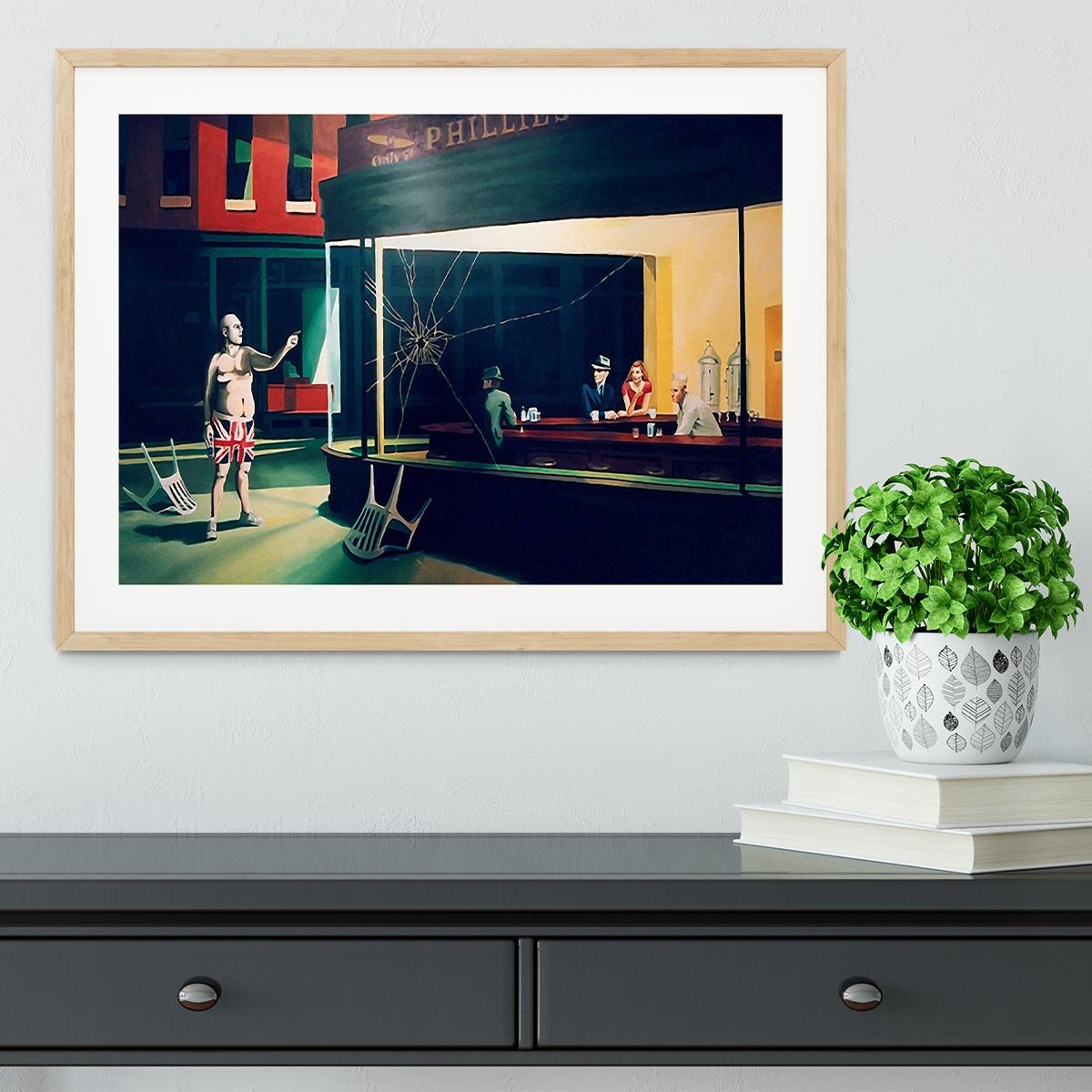 Banksy Nighthawks Framed Print - Canvas Art Rocks - 3