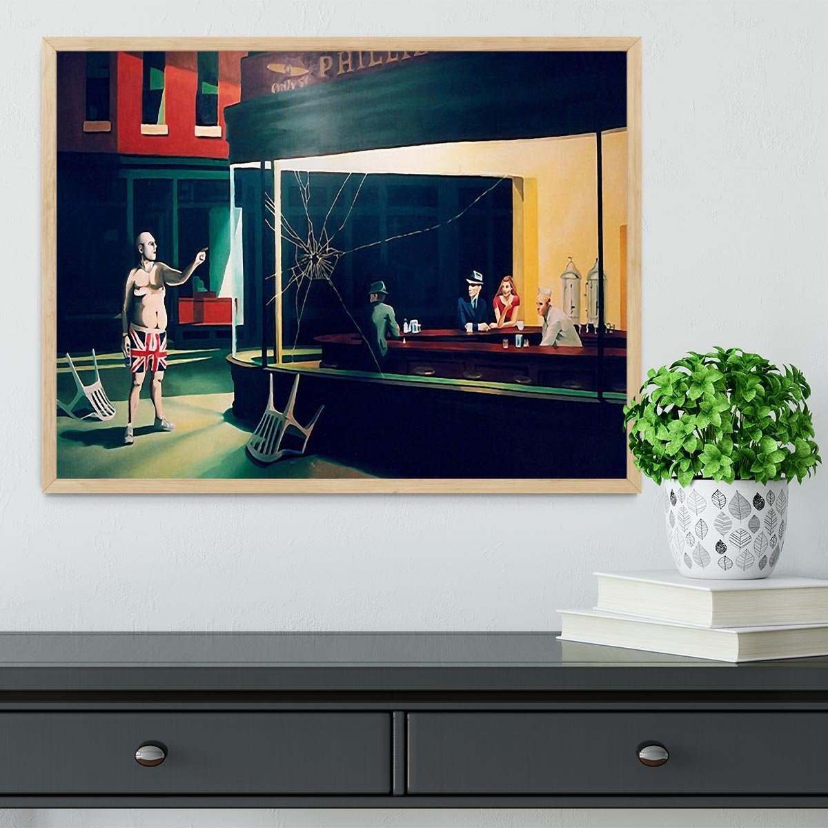 Banksy Nighthawks Framed Print - Canvas Art Rocks - 4