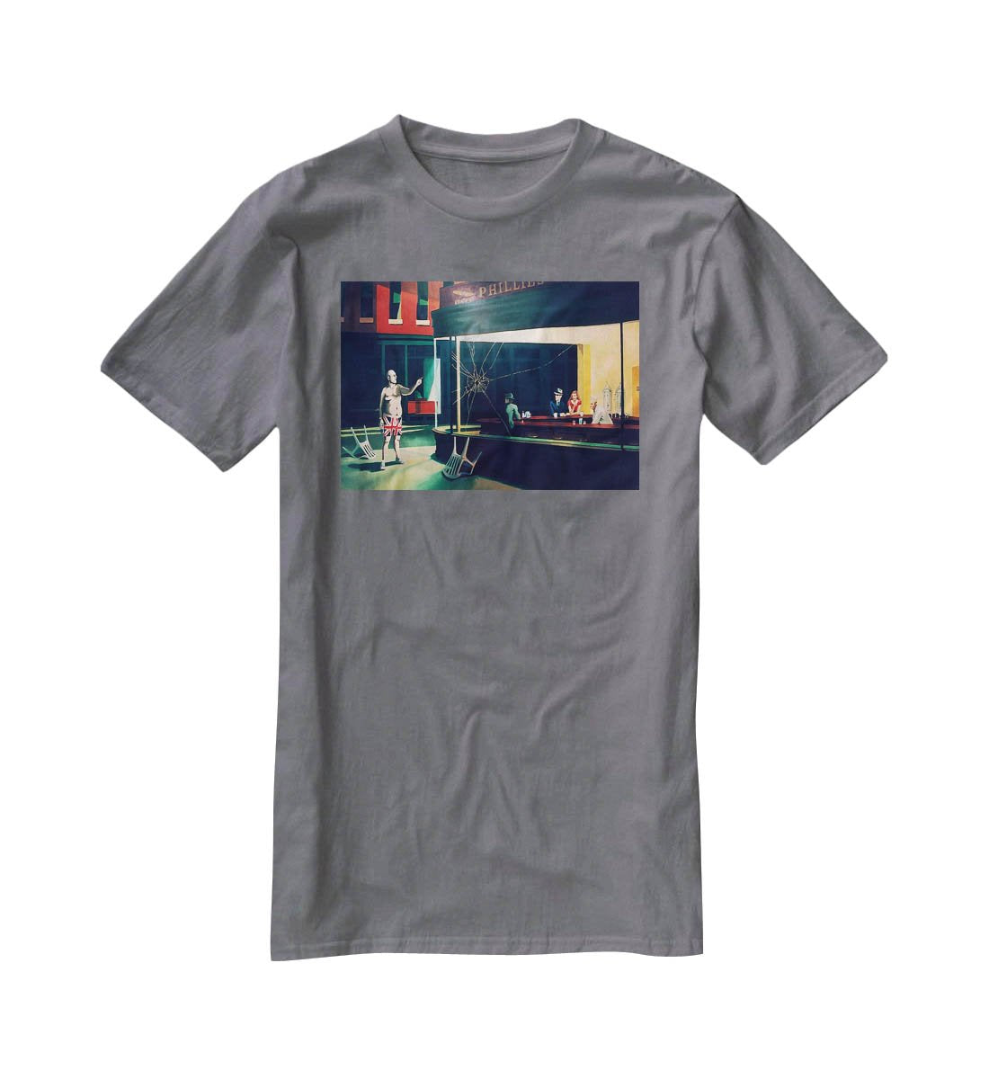 Banksy Nighthawks T-Shirt - Canvas Art Rocks - 3