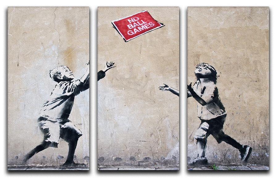 Banksy No Ball Games 3 Split Panel Canvas Print - Canvas Art Rocks