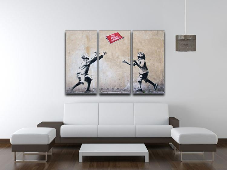 Banksy No Ball Games 3 Split Panel Canvas Print - Canvas Art Rocks