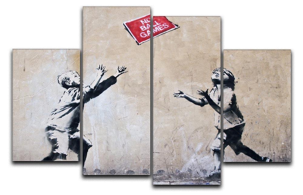 Banksy No Ball Games 4 Split Panel Canvas  - Canvas Art Rocks - 1