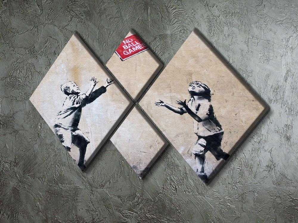 Banksy No Ball Games 4 Square Multi Panel Canvas - Canvas Art Rocks - 2