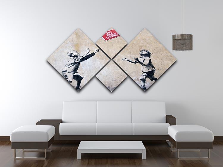 Banksy No Ball Games 4 Square Multi Panel Canvas - Canvas Art Rocks - 3