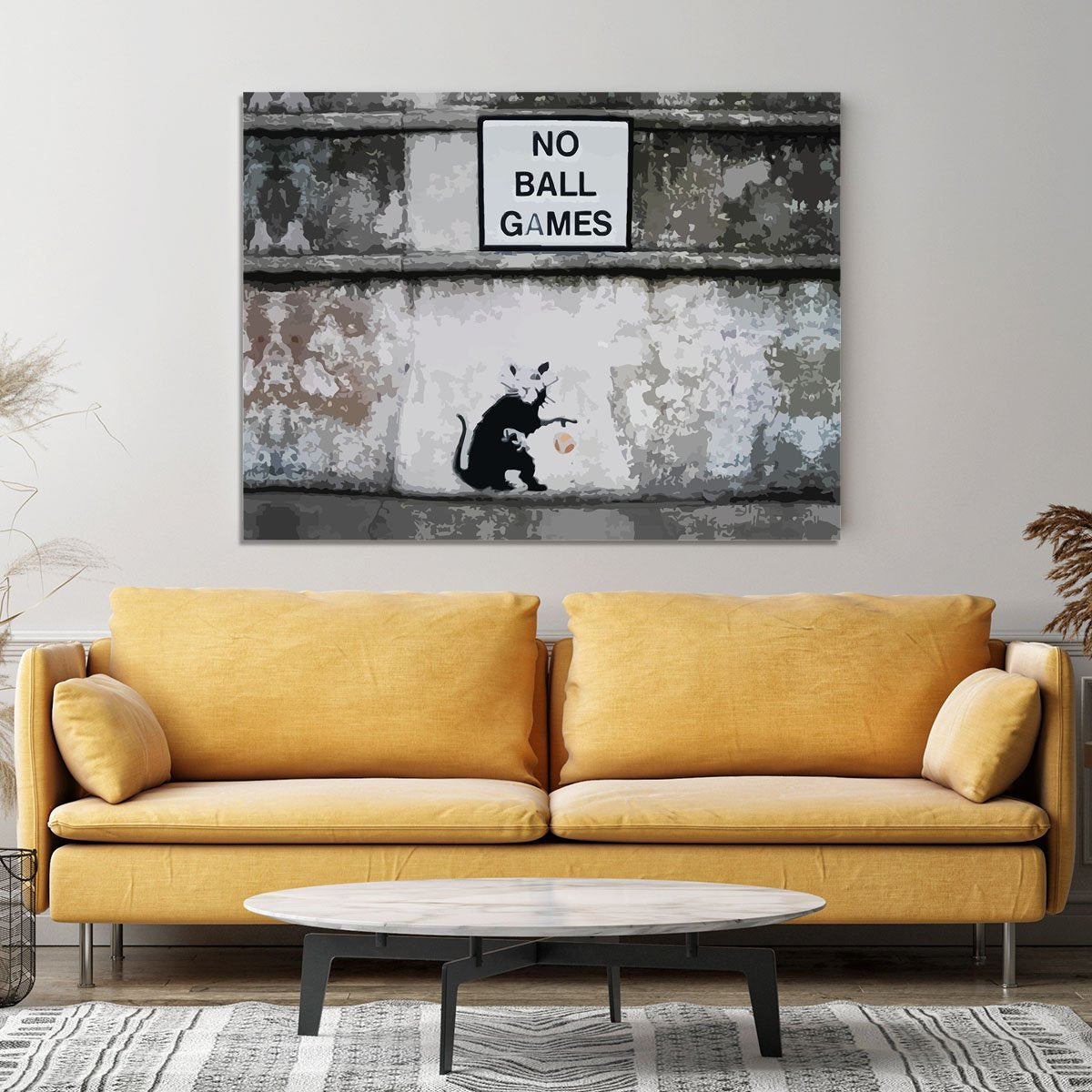 Banksy No Ball Games Rat Canvas Print or Poster