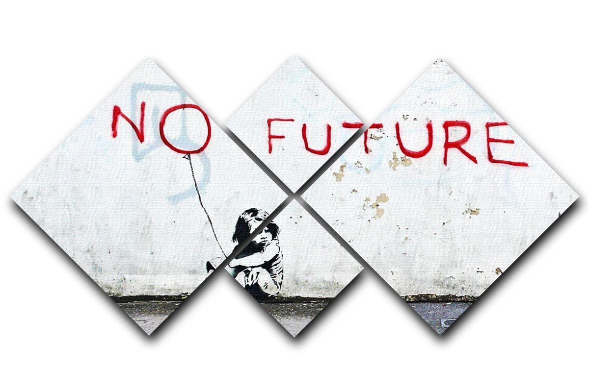 Banksy No Future 4 Square Multi Panel Canvas  - Canvas Art Rocks - 1