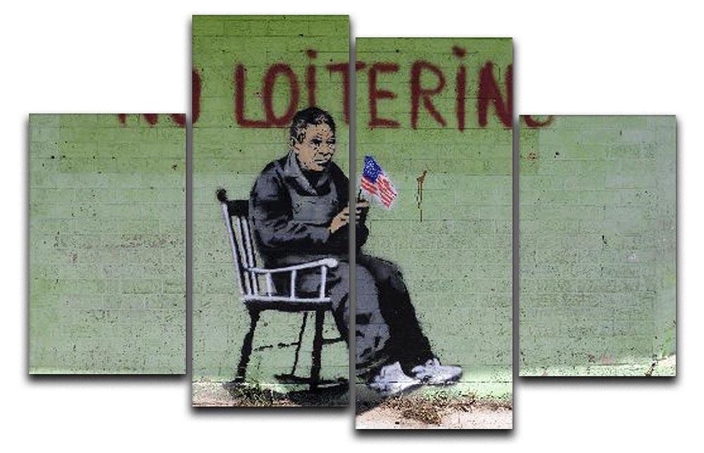 Banksy No Loitering 4 Split Panel Canvas  - Canvas Art Rocks - 1