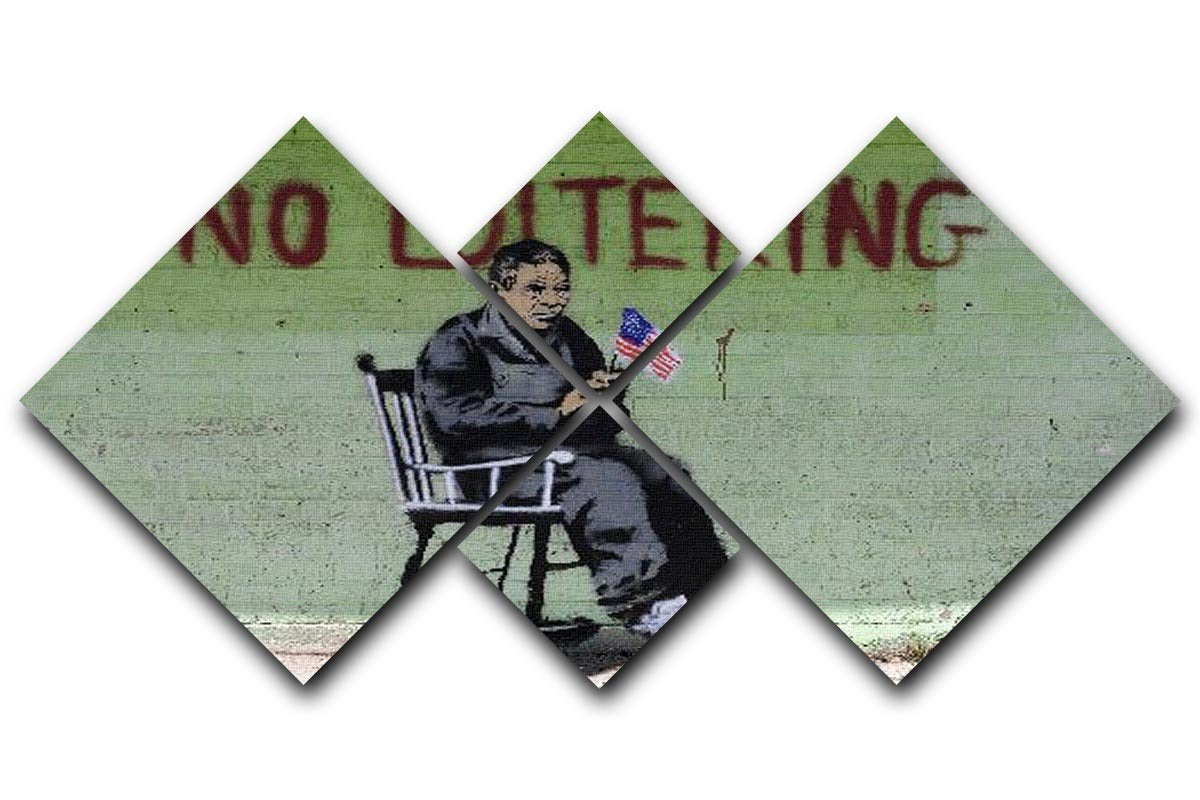 Banksy No Loitering 4 Square Multi Panel Canvas  - Canvas Art Rocks - 1
