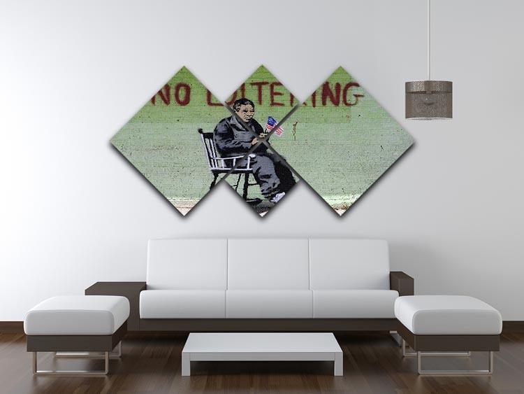 Banksy No Loitering 4 Square Multi Panel Canvas - Canvas Art Rocks - 3
