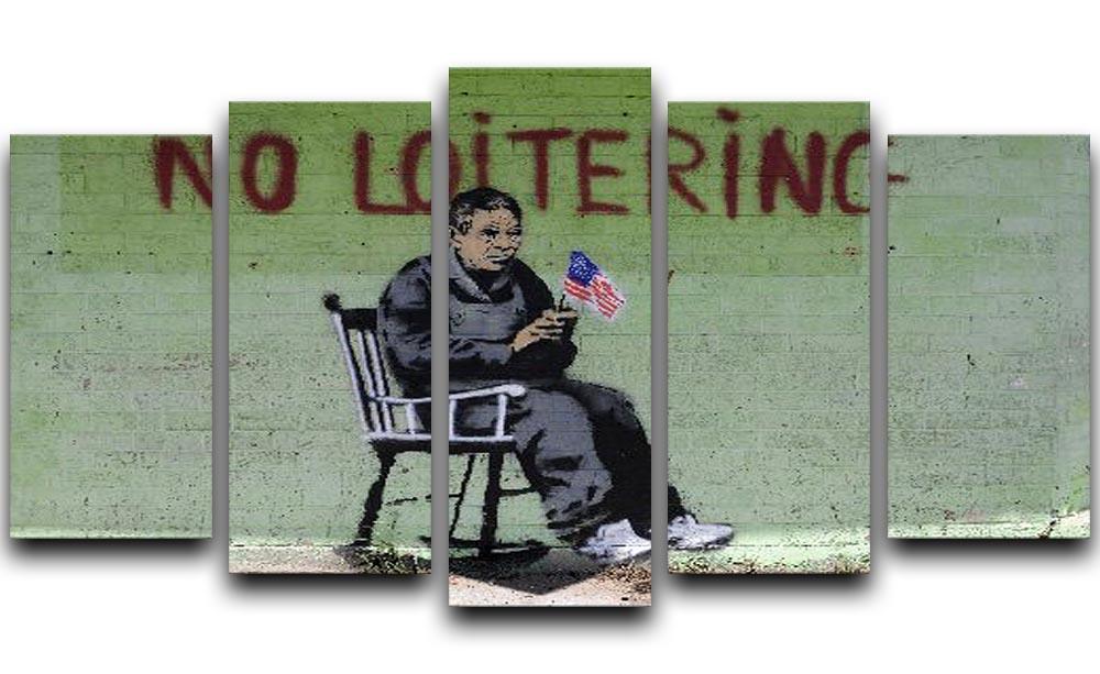 Banksy No Loitering 5 Split Panel Canvas  - Canvas Art Rocks - 1