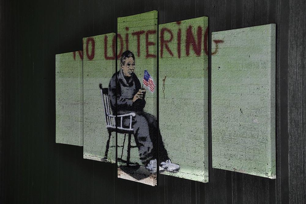 Banksy No Loitering 5 Split Panel Canvas - Canvas Art Rocks - 2