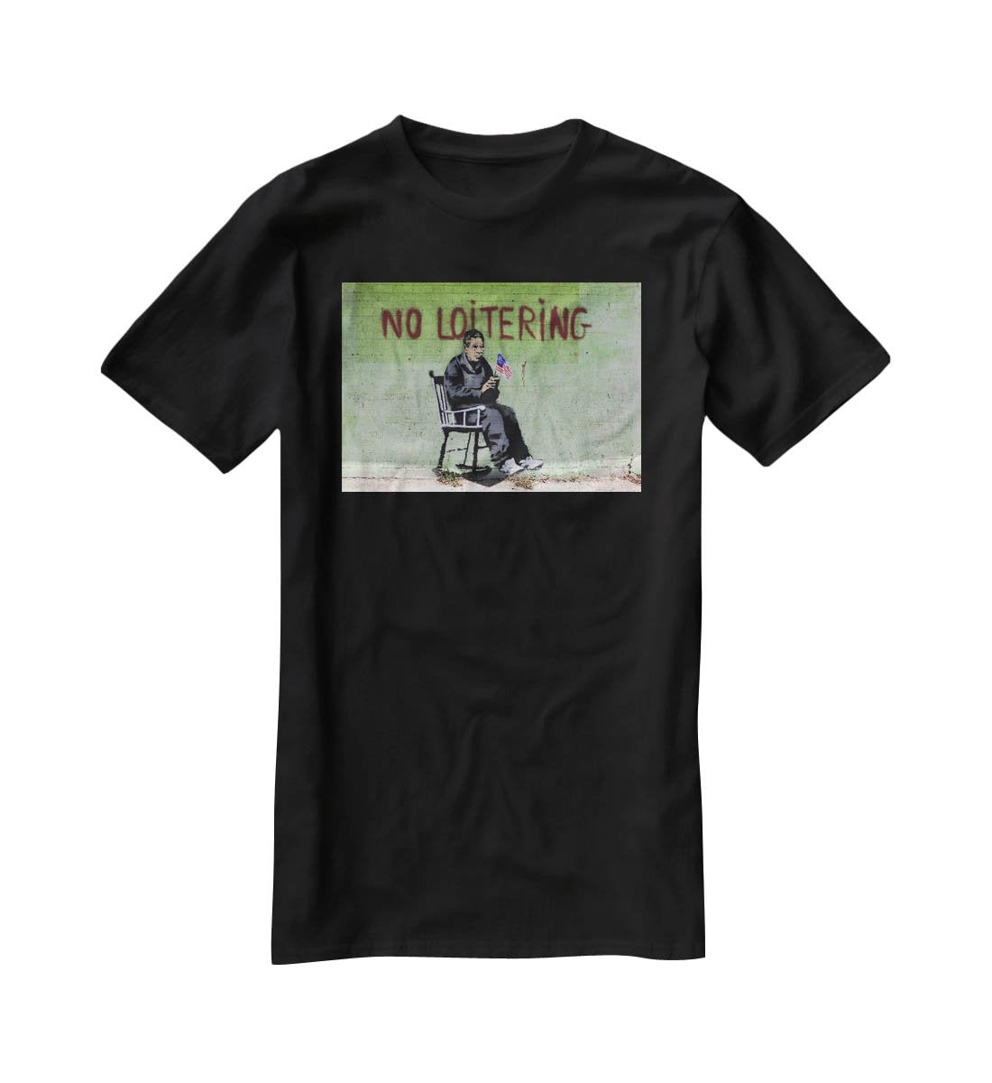 Banksy No Loitering T-Shirt - Canvas Art Rocks - 1