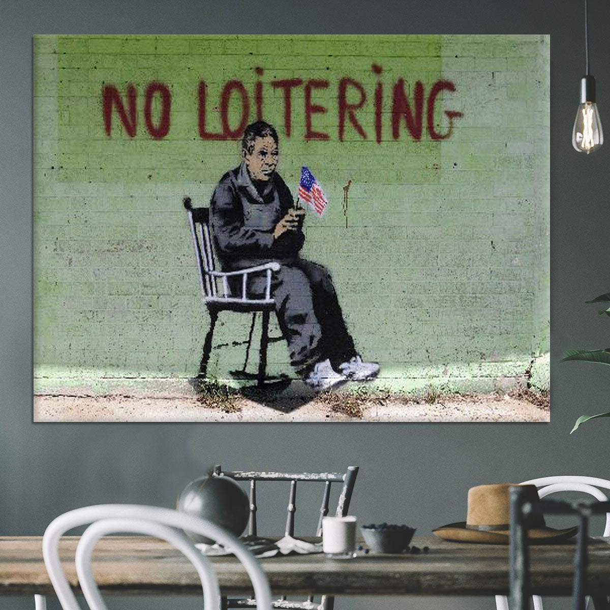 Banksy No Loitering Canvas Print or Poster