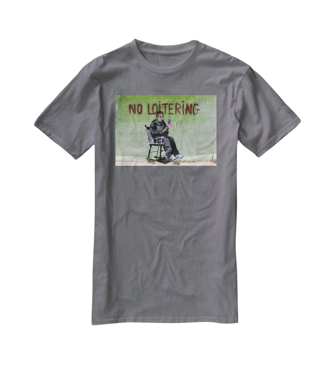 Banksy No Loitering T-Shirt - Canvas Art Rocks - 3