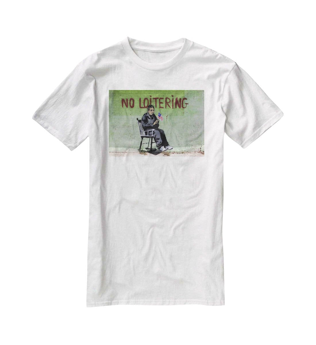 Banksy No Loitering T-Shirt - Canvas Art Rocks - 5